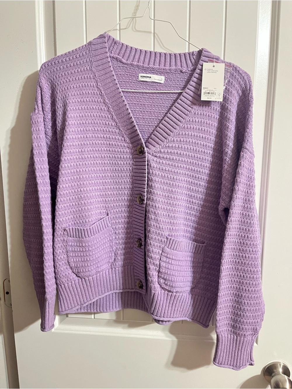Women’s Sonoma Goods For Life Cropped Cardigan Purple Size Large NWT